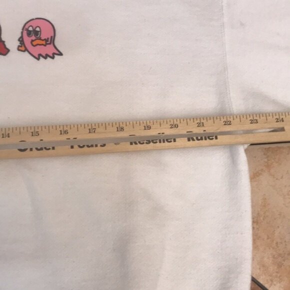 Pac-Man video game graphic design white pullover hoodie size large - Picture 10 of 12